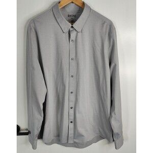 Rhone Shirt Mens 2XL Slim Fit Gray Commuter Performance Stretch Button Up (Read)